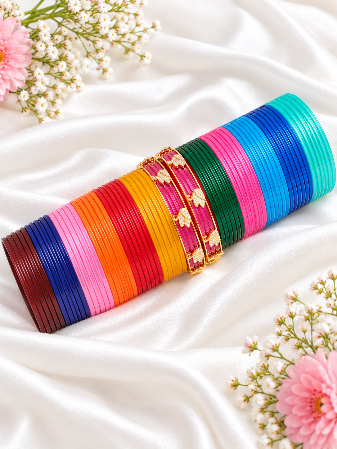 Interchangeable bangle set E (72 plastic bangles + 2 kadas)