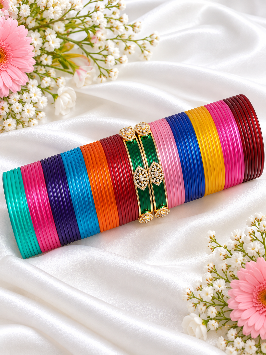 Interchangeable bangles A(72 bangles + 2 kadas)
