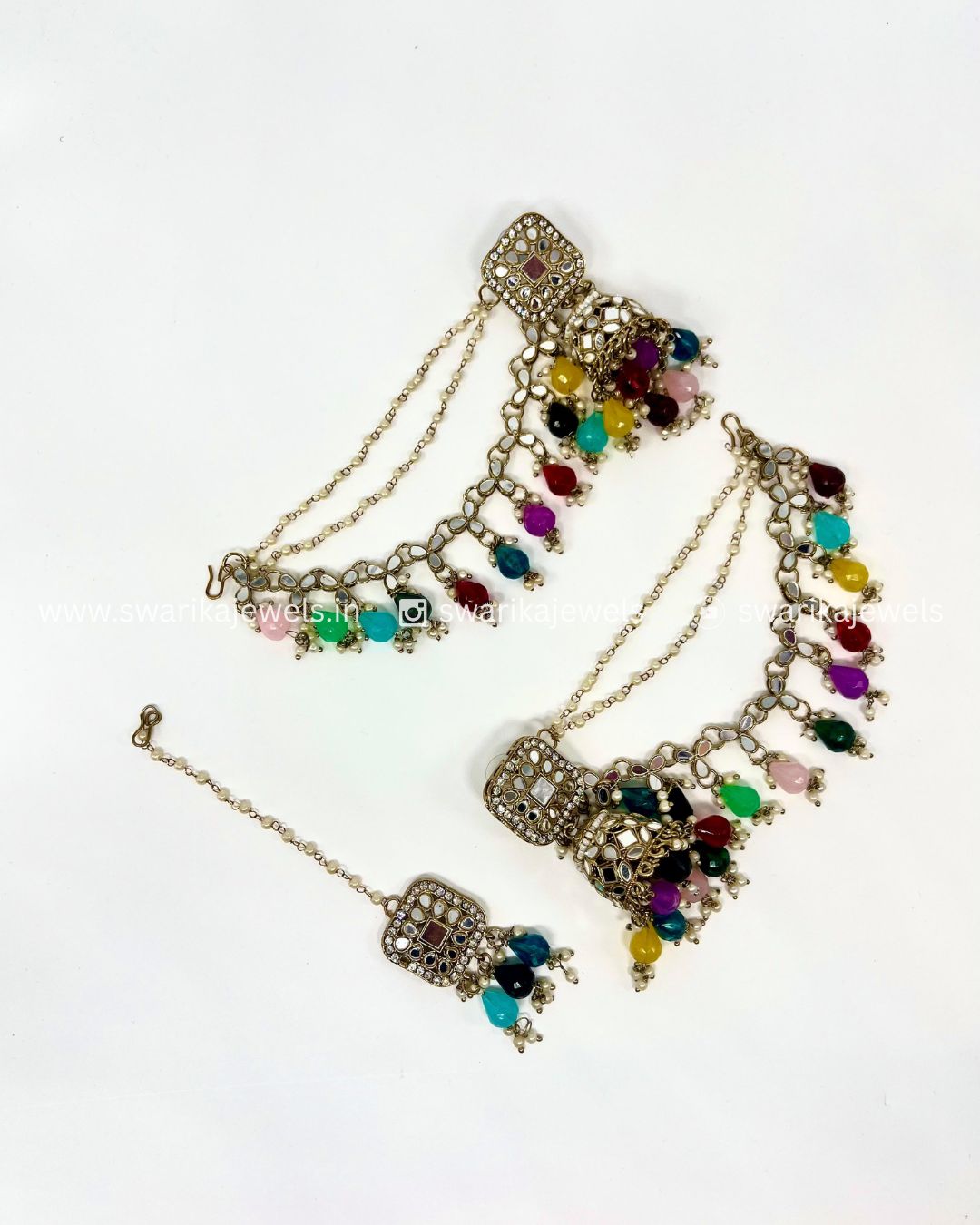 Multicoloured Earring and Mangtikka