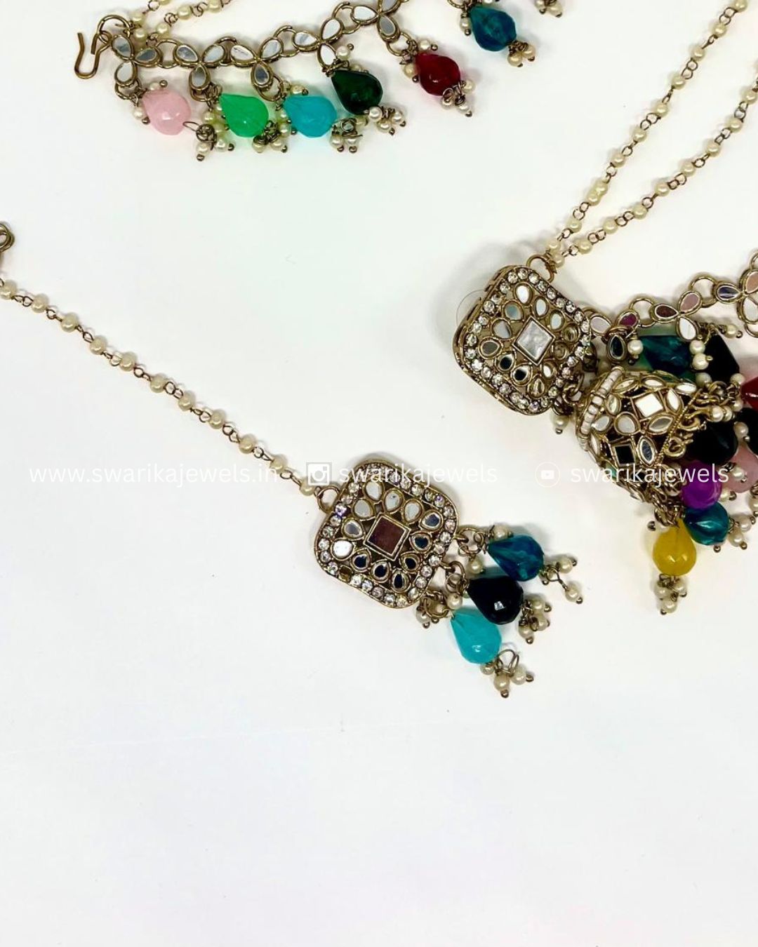 Multicoloured Earring and Mangtikka